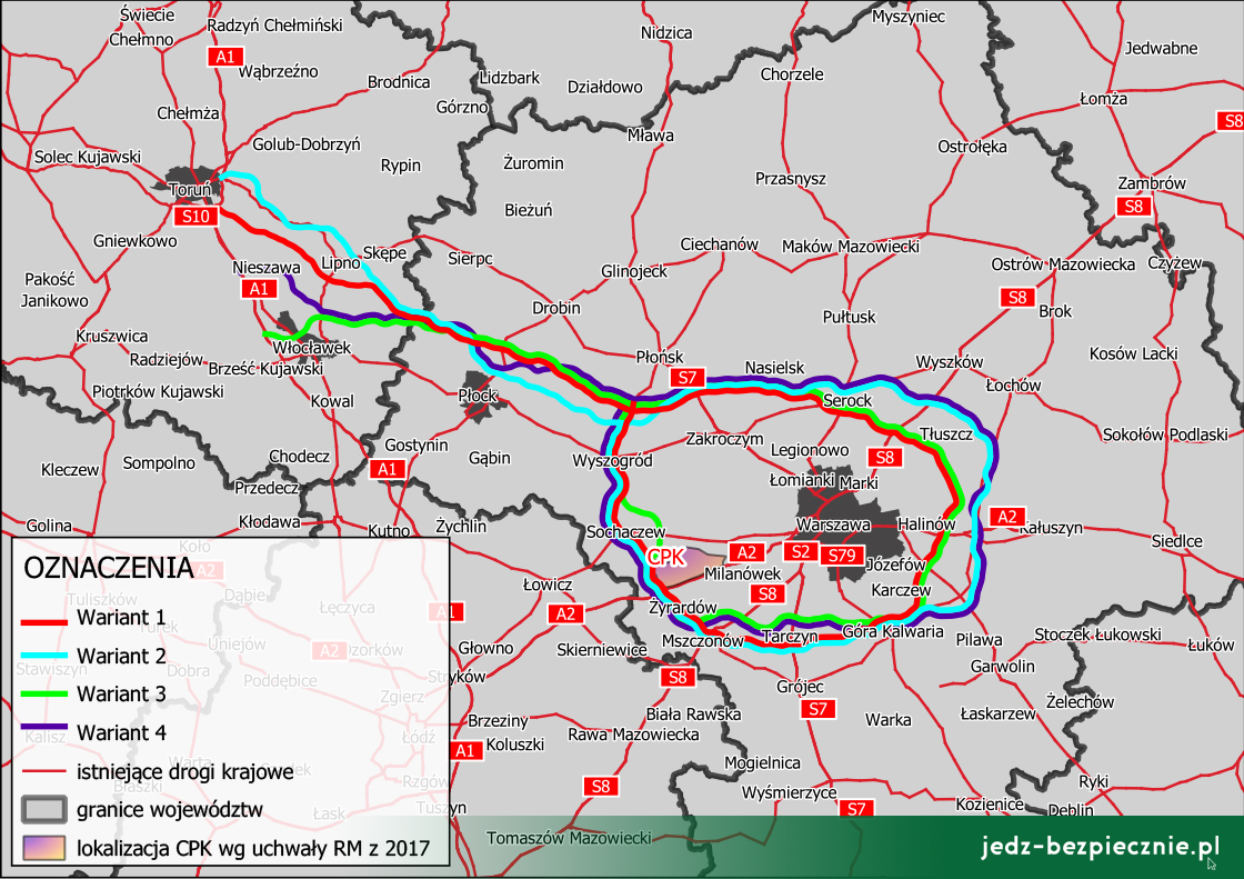 Wydanie na weekend - GDDKiA wybrała cztery warianty przebiegu Obwodnicy Aglomeracji Warszawskiej i drogi ekspresowej S10